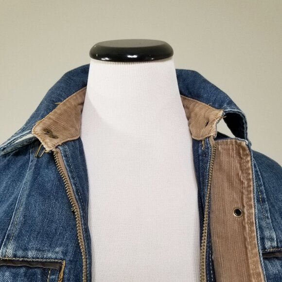 VTG Tommy Hilfiger S Denim Jacket Embellished Hardware Contrast Trim Distressed - Picture 9 of 11